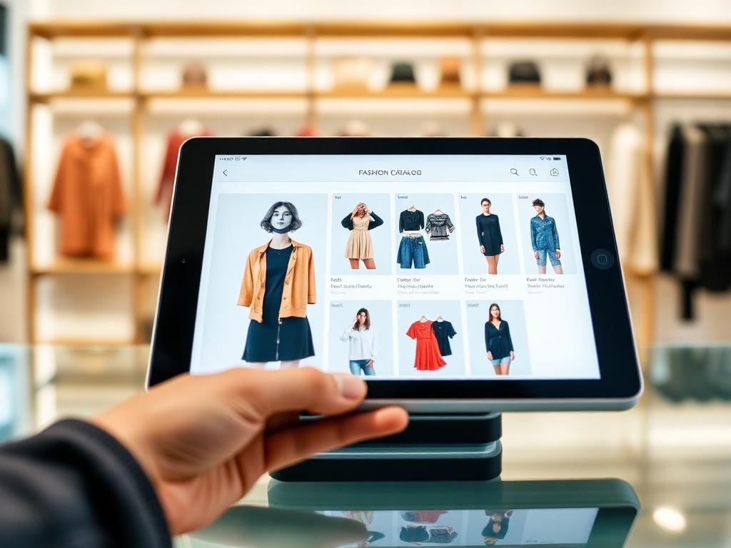 Catálogo digital de moda em tablet